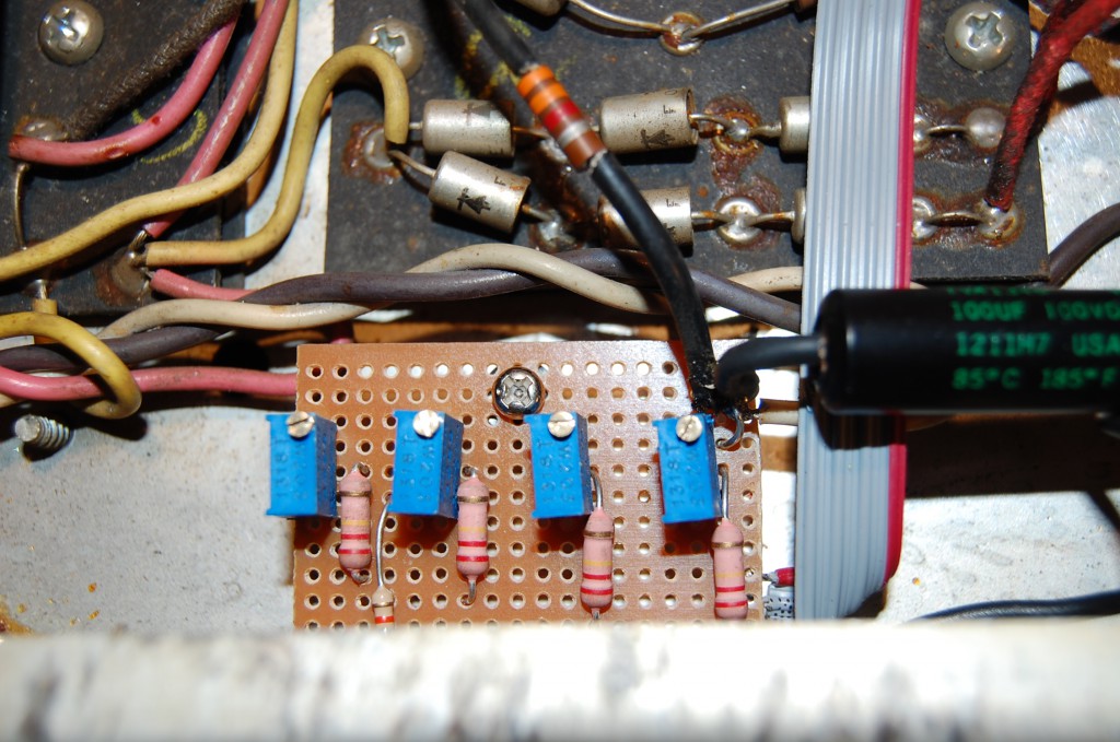 Also was a bit frustrated about the poorly matched, but lovely, old tubes in her so modded the bias to be able to individually bias each tube, I needed to add a couple more 0.1uF coupling caps for this. It was worth the effort!
